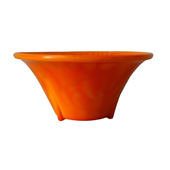 Art Deco Akro Agate Orange Dart Bowl Vase Vintage Small Planter Flower Pot - Picture 2 of 4